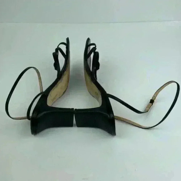 black Italian leather heels size 37 strappy party - Picture 4 of 8